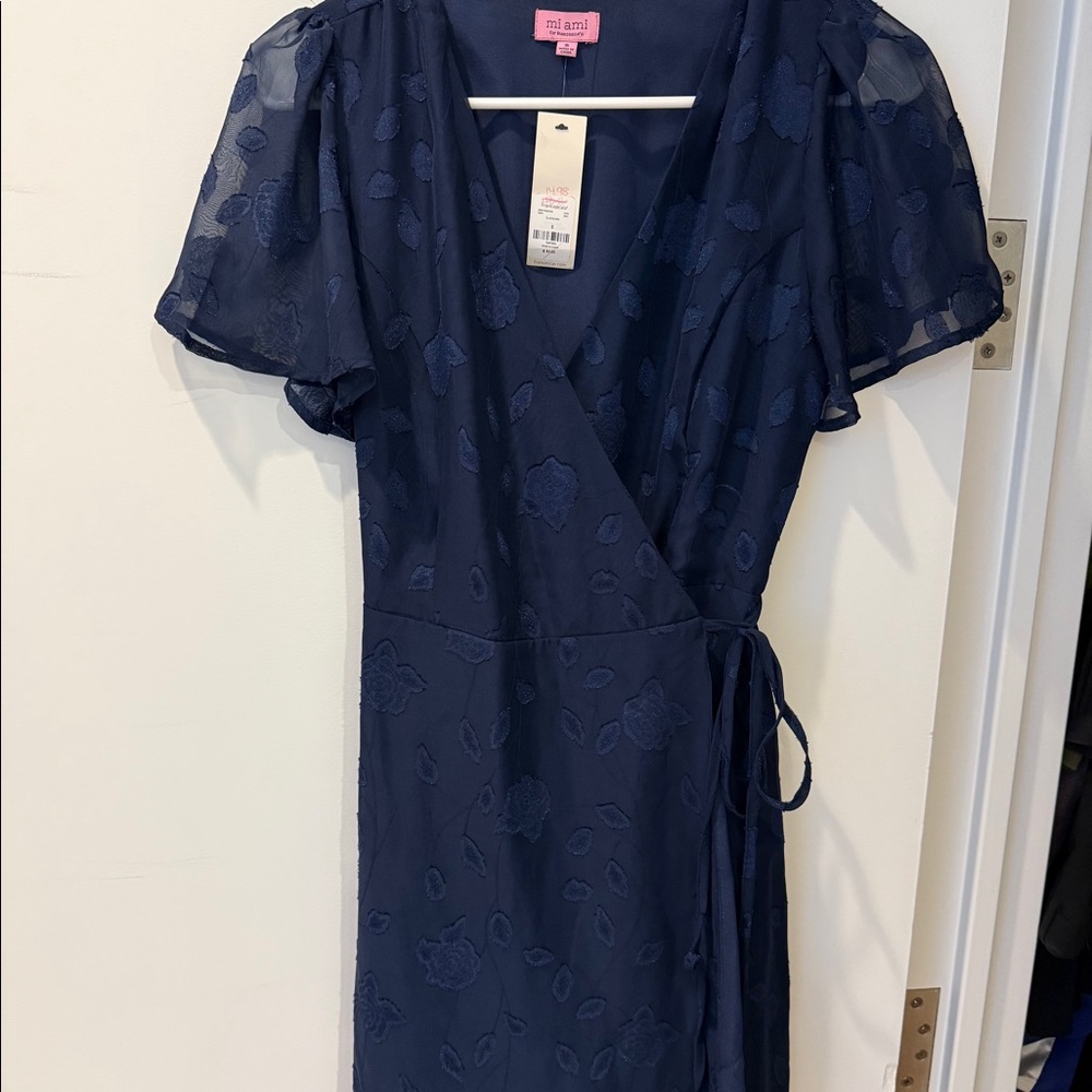NWT mi ami blue wrap dress